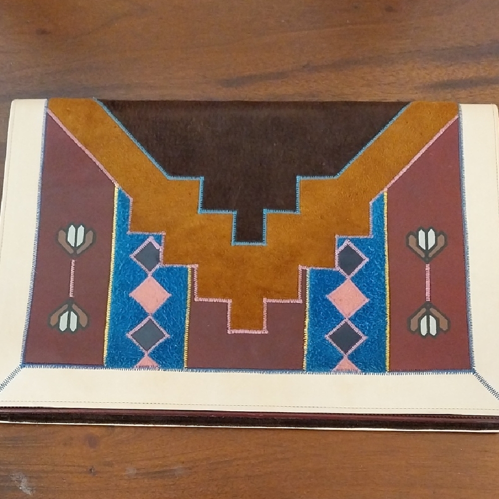 Nigel Lofthouse Geometric Patterned Clutch - Brown and Cream